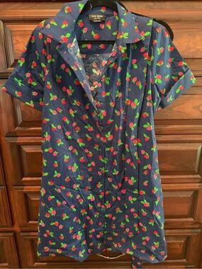 kate spade Navy Mini Dress with Red Strawberry Print